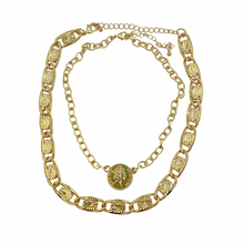 Load image into Gallery viewer, Cleo Chunky Chain Gold Coin Necklace Set
