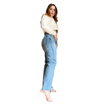 Load image into Gallery viewer, Asymmetrical Hem Straight Leg Jeans
