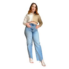 Load image into Gallery viewer, Asymmetrical Hem Straight Leg Jeans
